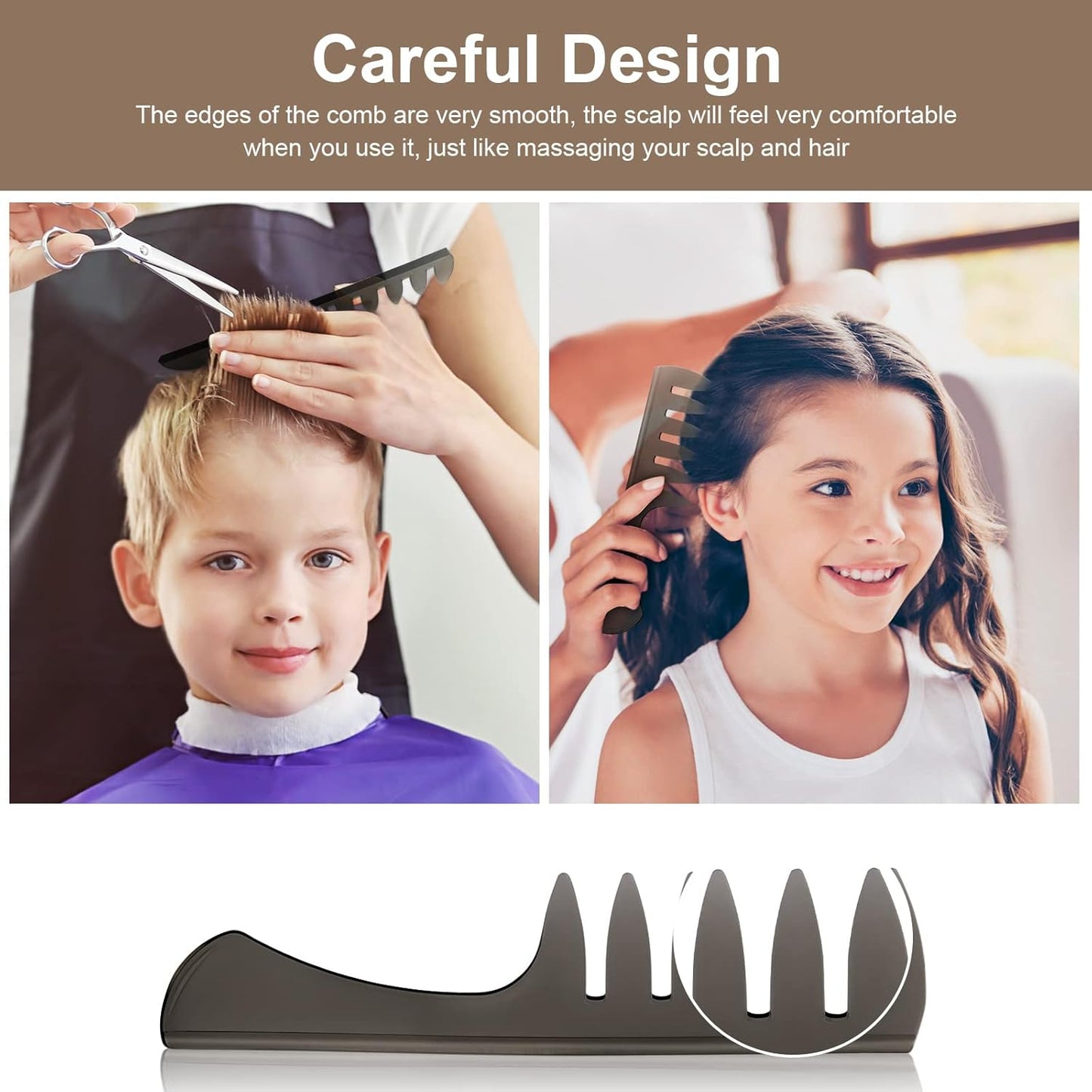 URAQT 6-Pcs Wide Tooth Hair Comb Set, Professional Styling & Wet Pick Pompadour Comb, Anti-Static Hairdressing Comb for Men and Women