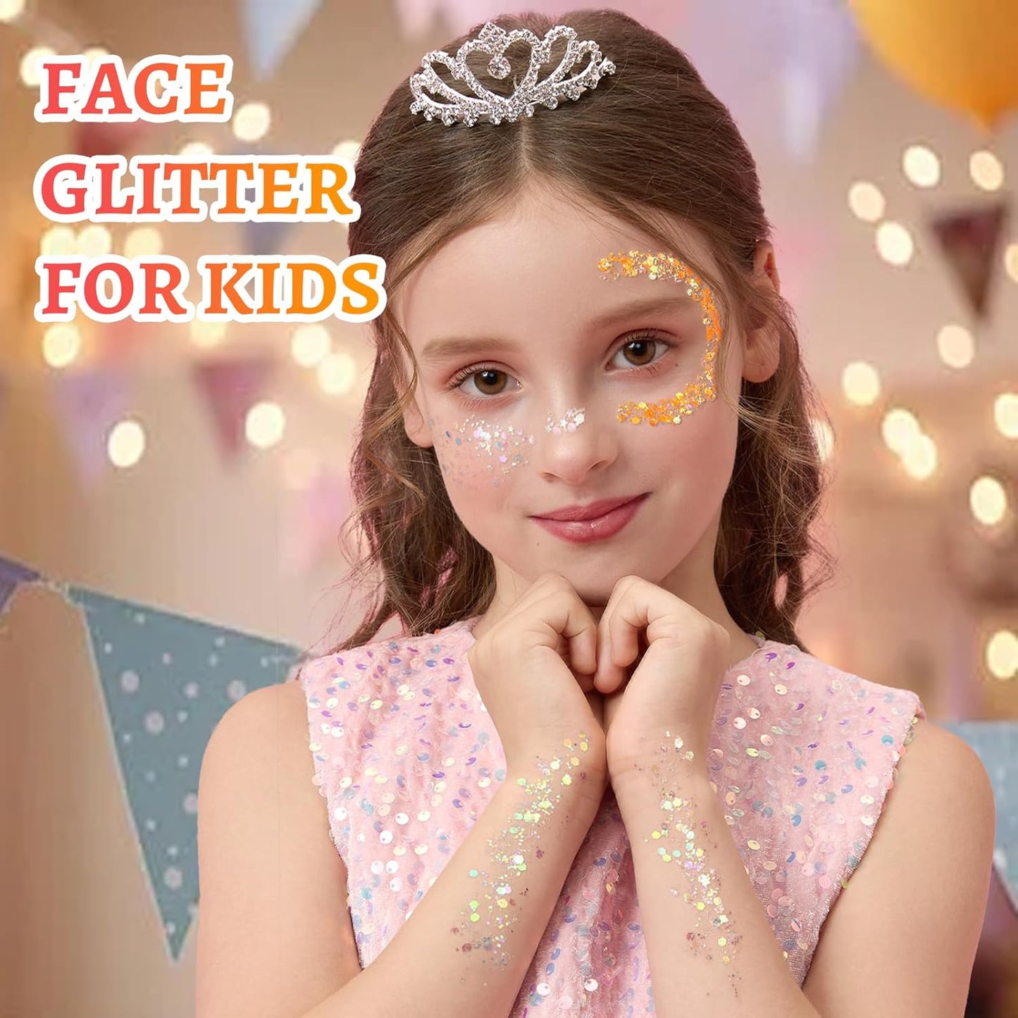 Teenitor 6 Colors Body Glitter Face Glitter for Women Kids, Halloween-Themed Color Face, Body Hair Glitter Gel, Sparkling Glitter Gel for Festival Concerts Cheer