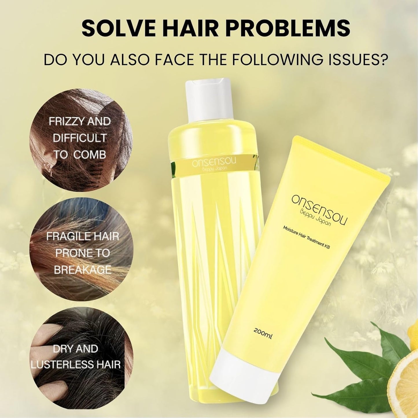 Dry Scalp Treatment for Dry, Damaged Hair Women & Men, Deep Conditioner with Green Algae Extract, Hot Spring Yeast & Honey from Japan, for Frizzy or Curly Hair, Citrus Scent, 6.76 Fl Oz