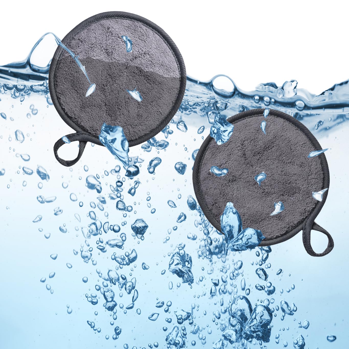 Large Reusable Makeup Remover Pads for Face, Soft Microfiber Makeup Remover Cloths Washable, Premiun 5 INCH Face Cleaning Pad with Laundry Bag, 12 Pack Grey