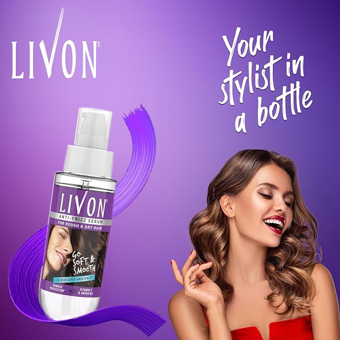 Livon Anti Frizz Serum with Vitamin E & Argan Oil| For Women & Men|For Dry & Rough Hair| 24 hour Frizz Free Smoothness | 3.3 Fl.oz.
