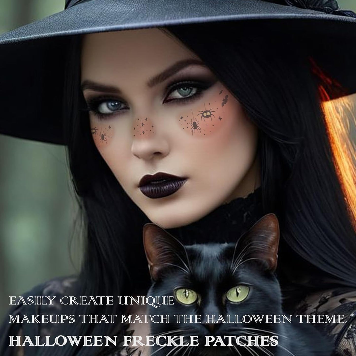 Glitter Freckles, Holographic Face and Body Glitter Tattoo Sparkle for Women Gold Glow Cosmetic Star Makeup Accessories for Festival Rave (6pcs Halloween)