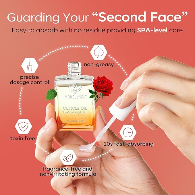 modelones Cuticle Oil for Nails Rose Nail Oil for Growth and Strength Nail Growth Oil Cuticle Care Quick Dry Nail Care Moisturize and Strengthen Damaged Nails 15ml 0.5Fl Oz