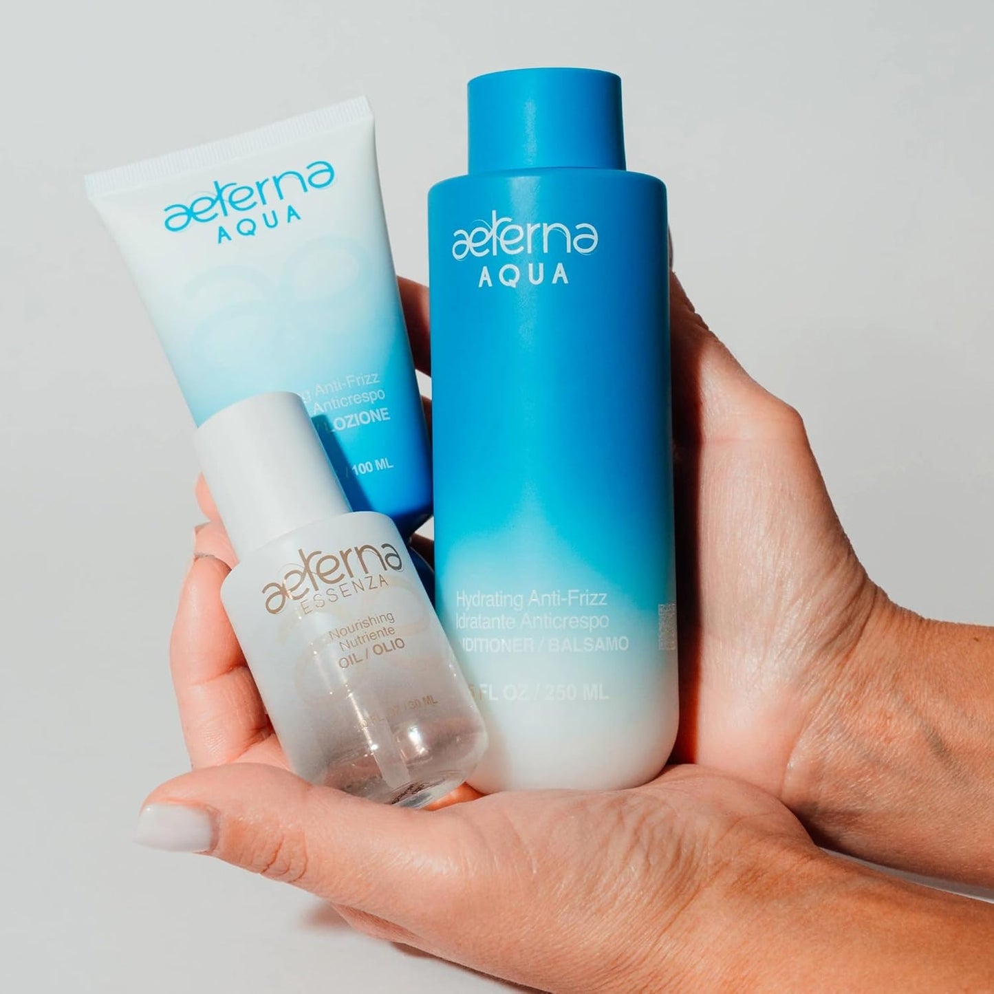 Aeterna AQUA Hydrating Anti-Frizz Shampoo – Color-Safe, Sulfate-Free – With Aloe Vera, Almond & Linseed Oil for Smooth, Strong & Healthy Hair – 250ml