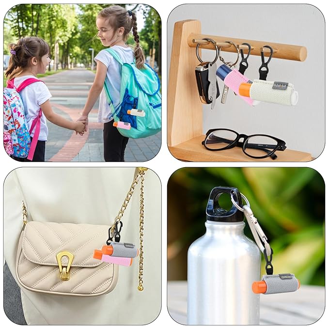 Lip Balm Holder, 4Pcs Chapstick Holder with Clip On for Backpacks, Elastic Lipstick Sleeve Holder Gifts for Friends Women Girls Boys Man
