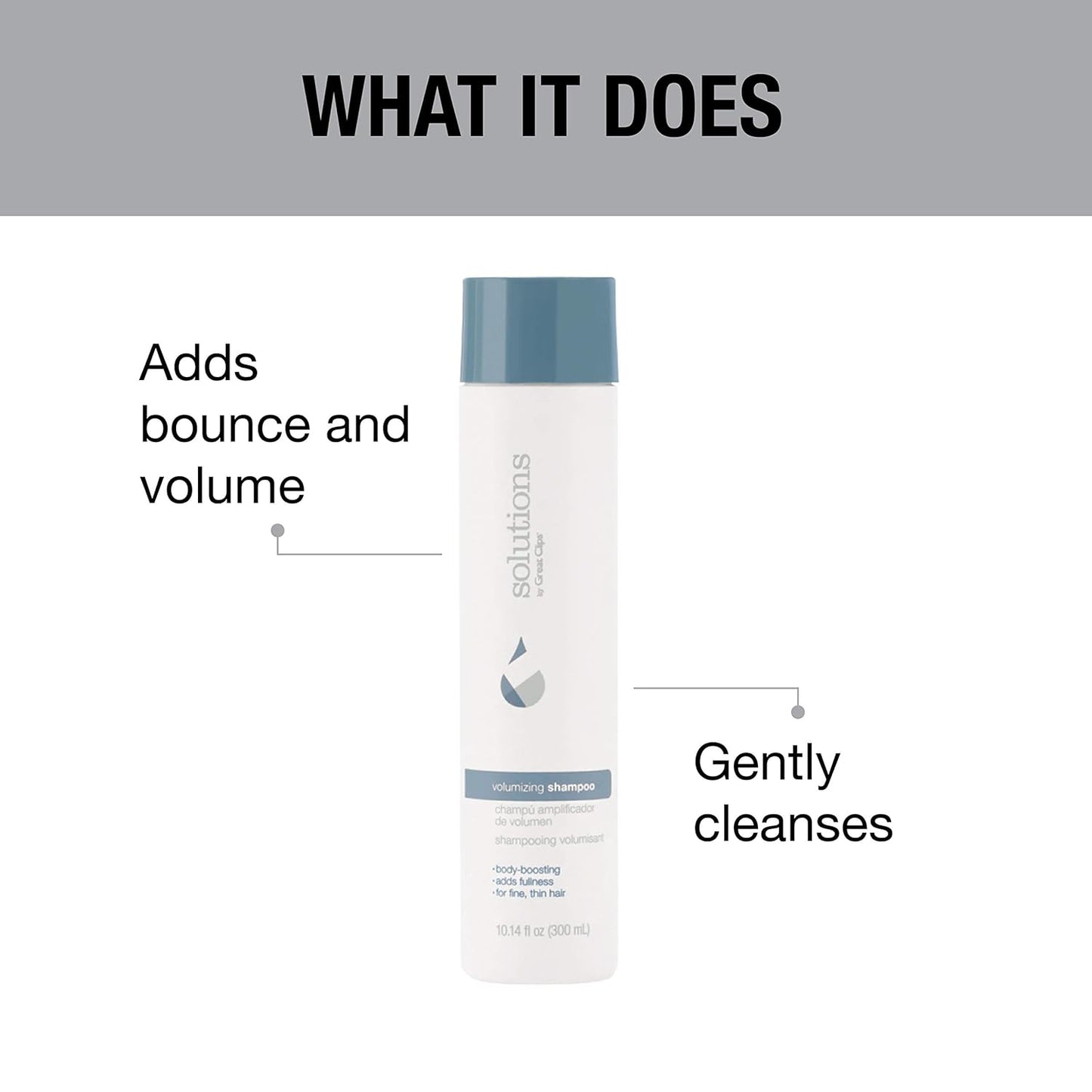 GREAT CLIPS Solutions Volumizing Shampoo, 10oz | Adds Volume, Thickness, & Bounce | For Fine, Thin, & Oily Hair | Every Day Use