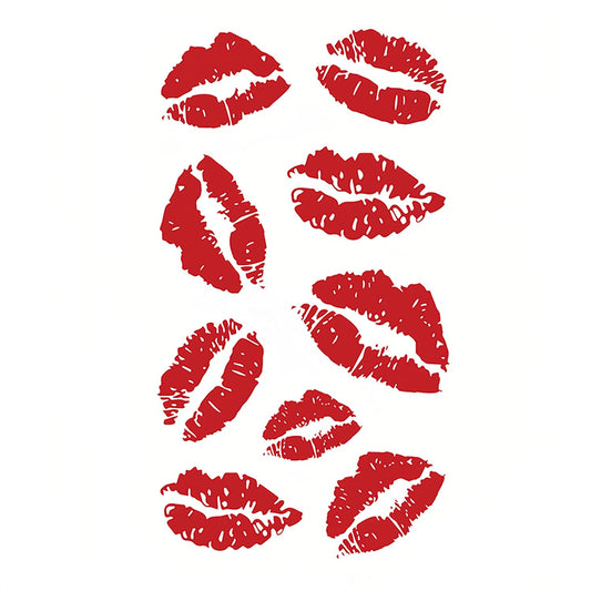 Red Lip Prints Temporary Tattoo Sticker Kiss Fake Tattoos Lip Waterproof Stickers for Adult Women Girls Face Body 2 Sheets