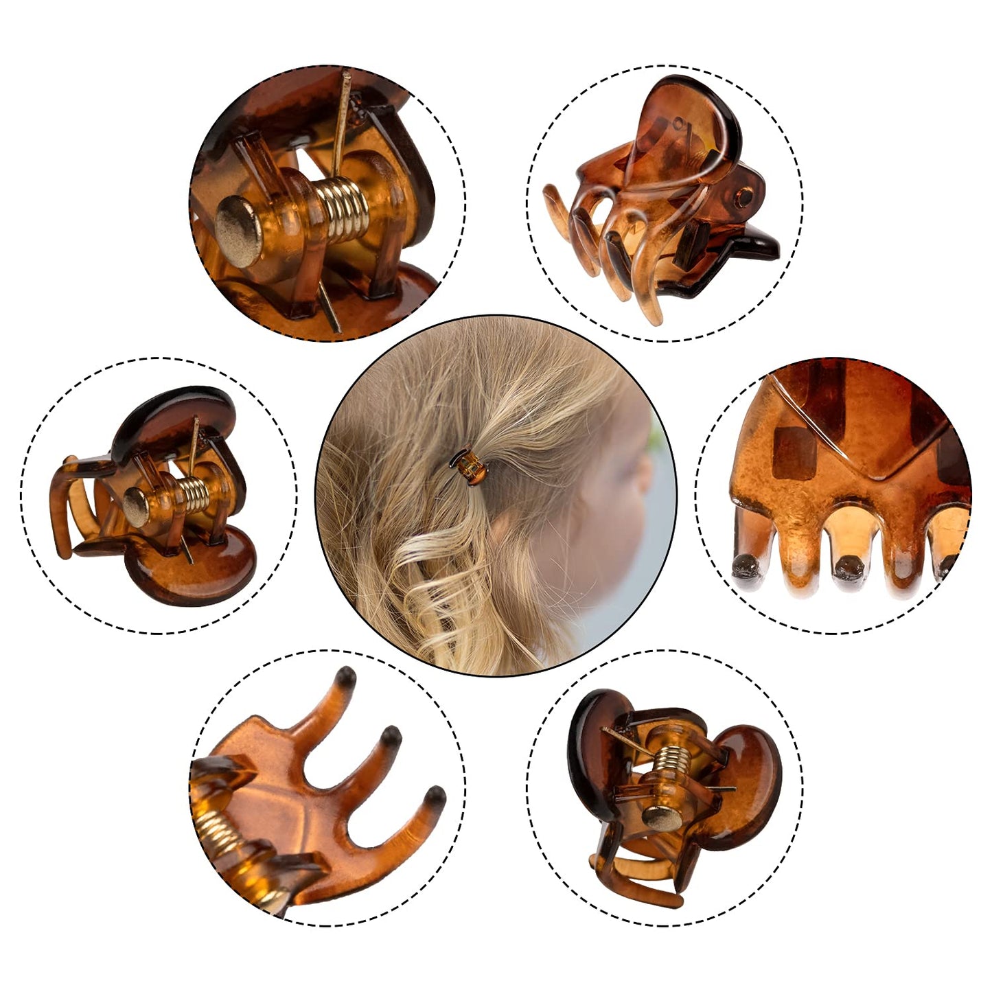 YOHAMA 36 PCS Brown Mini Hair Claw Clips Great for Design Kids and Adult Hairstyles Decoration Buns, Pining Bangs Strong Grip Multifunction Clamp Clips.