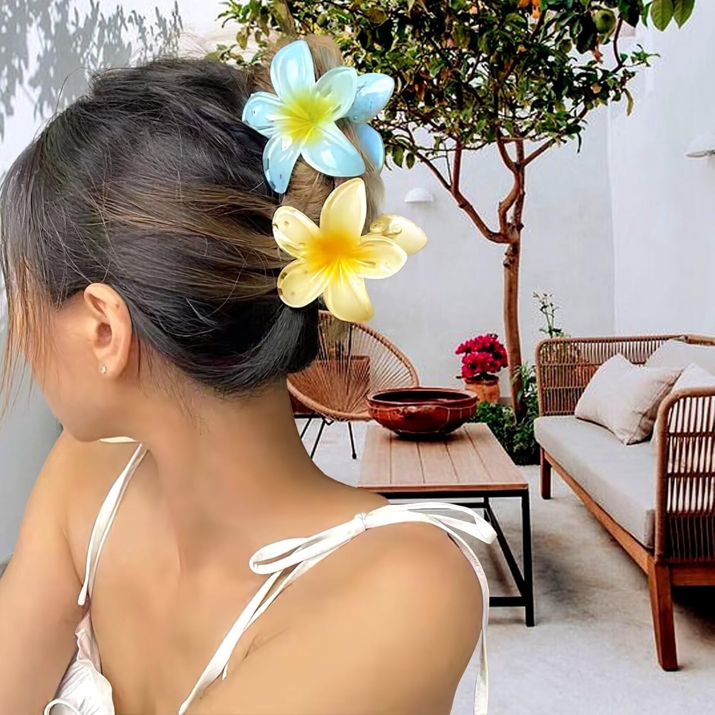 Large Nonslip Flower Hair Claws - 4PCS Strong Hold Clips for Thick Hair, Hawaiian Banana Clips for Thin Hair, Cute Hair Accessories for Women