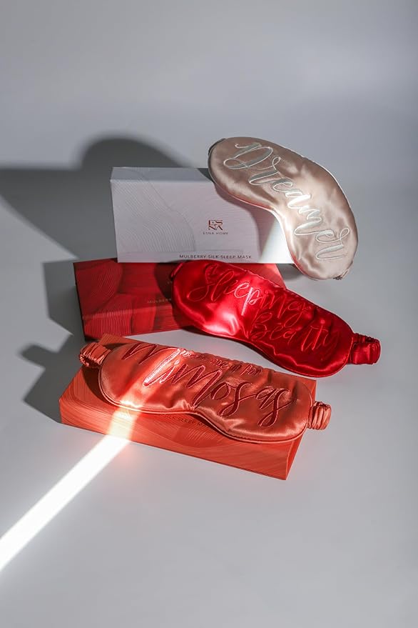 ESNA HOME Luxury Silk Sleep Mask Gift Set | 22-Momme Mulberry Silk Eye Mask | Ultra Comfort | Perfect Present for Her | Luxury Christmas for Women（Sleeping Beauty）