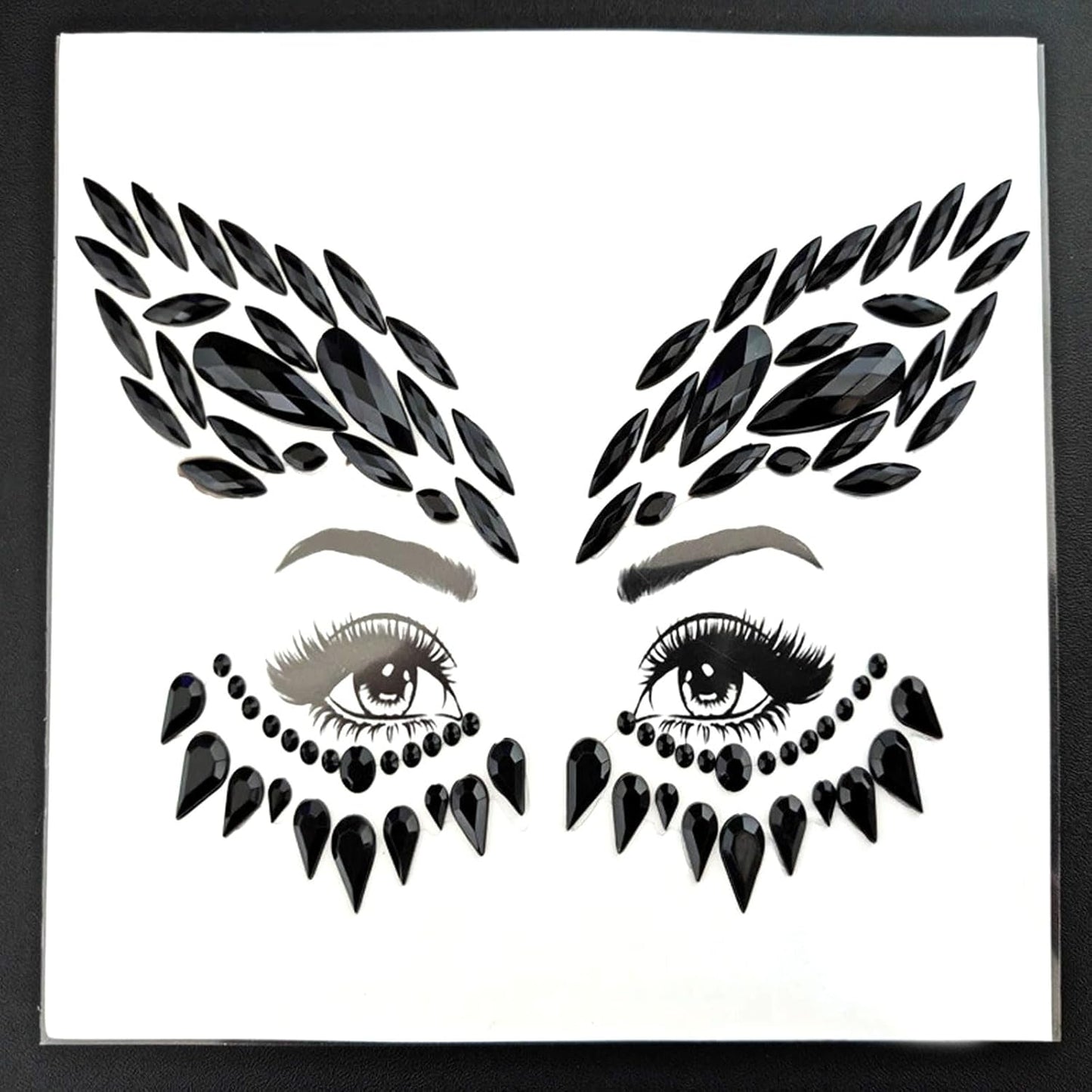 Halloween Face Tattoo Stickers Red & Black Face Gems- Rhinestones Face Decoration for Women & Kids - Vampire, Devil, Witch Costume Makeup Accessories - Spooky Face Art Supplies-2 pack