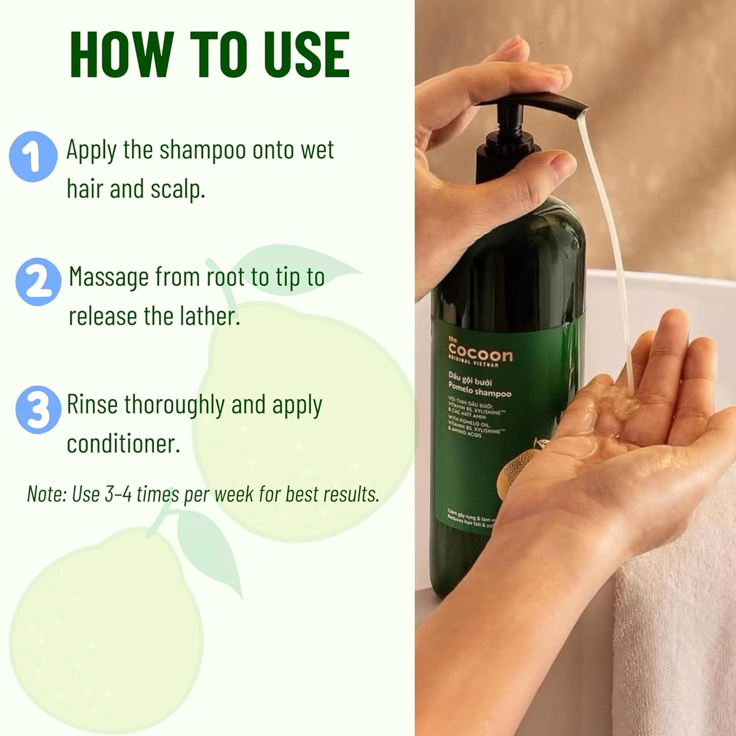 Cocoon Pomelo Oil Shampoo with Xylishine & Amino Acid, Hair Growth for Thinning, Damaged, Organic Shampoo No Sulfate, Vegan, Soften, Reduce Loss & Volumize Hair Growth