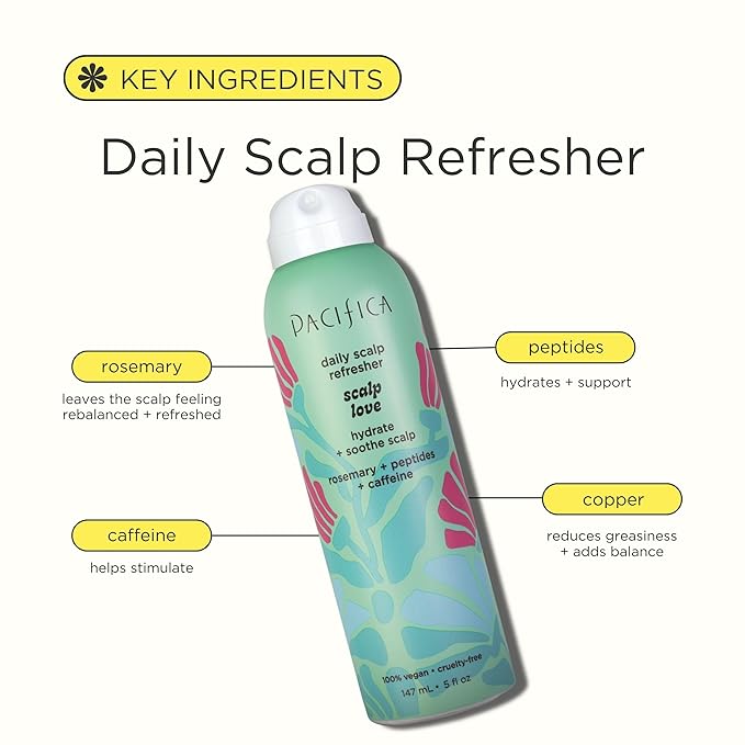 Pacifica Rosemary Mint Scalp Refresher Spray 5oz – Cooling Daily Scalp Treatment for Itchy Dry Scalp, Refreshes & Moisturizes, Vegan Leave-In Hair Mist for All Hair Types, Non-Greasy Cruelty-Free