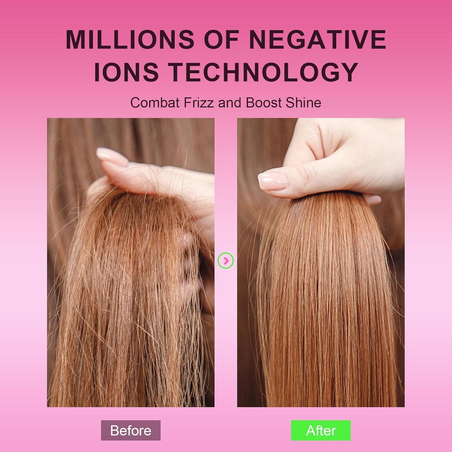 4-in-1 Travel Dual Voltage Hair Dryer Brush Blow Dryer Brush,Portable 2 inch Mini Hot Air Brush,Travel Hair Styler/Volumizer/Straightener/Curler,110-240V European Blow Dry Brush with EU&UK Plug