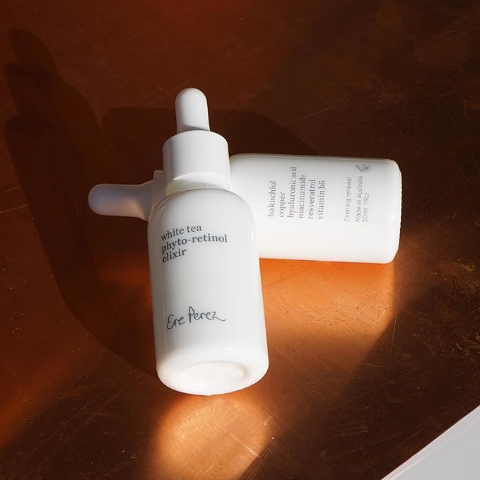 Ere Perez - White Tea Phyto Retinol Elixir | Hydrate, Plump, Soften | Bakuchiol, Resveratrol, Niacinamide | Vegan, Cruelty-Free, Clean Beauty Safe for All Skin Types (1 fl oz | 30 ml)