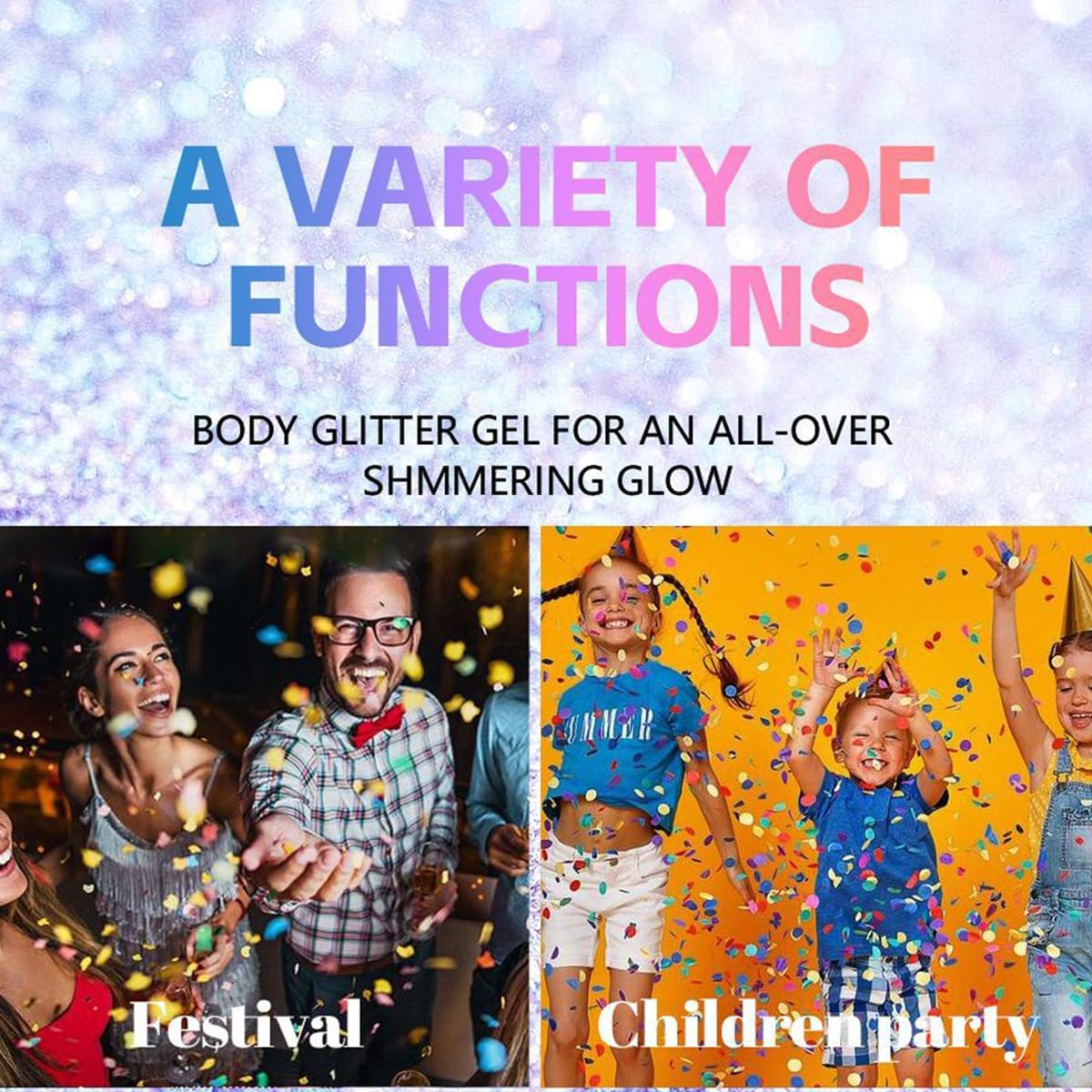 2Pcs Rainbow and Silvery Body Glitter Stick,Hair Face Glitter Gel Makeup for Kids Women,Sparkly Mermaid Face Paint,Singer Concert Outfit Festival Rave