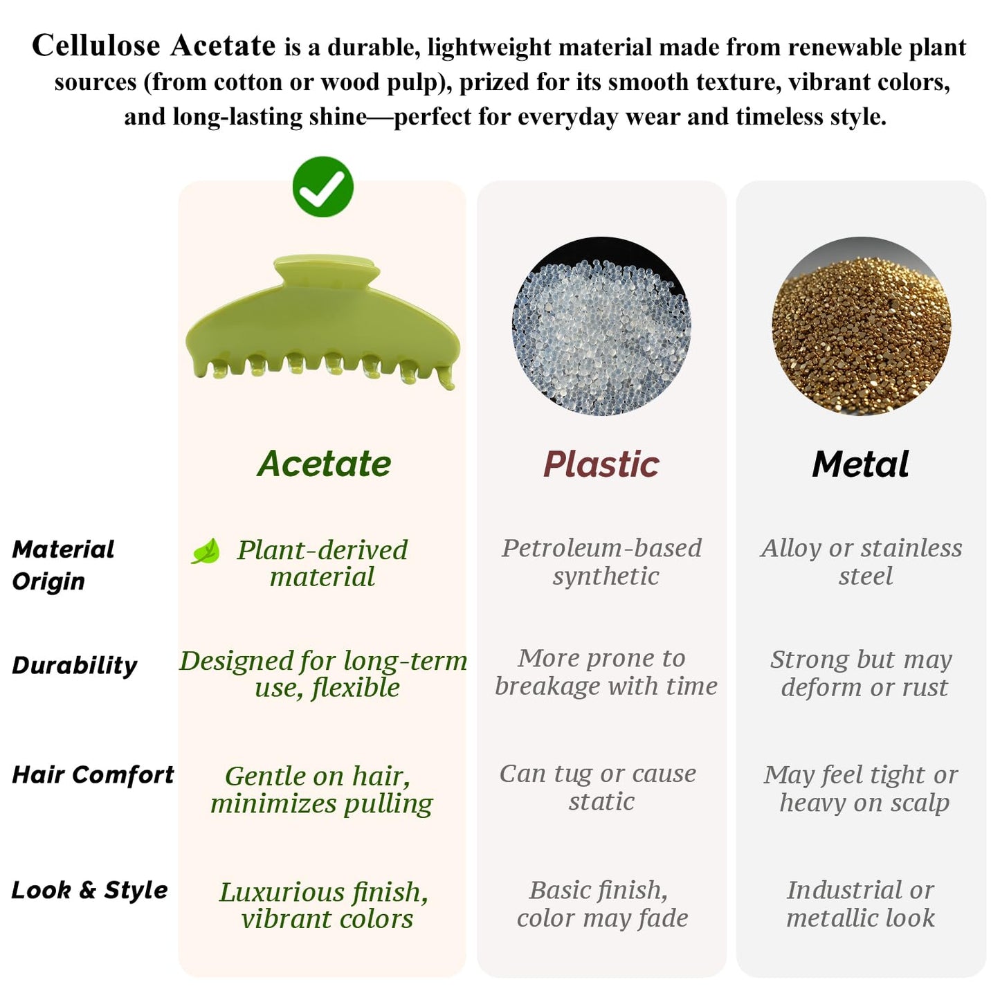 MAORULU Cute Claw Clip for Women – 4'' Large Acetate Hair Clips for Thick Thin Curly Long Hair, Durable Hair Clamps Non-slip Y2K Jaw Clip, Strong Hold, Stylish French Design (Avocado)