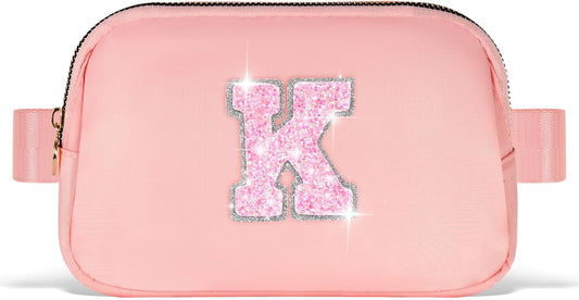 Girl Stuff - Teen Girl Gifts Trendy Stuff,Cross Body Bag for Girls Belt Bag for Women - Fanny Pack for Kids Teen,Crossbody Bag for Women Trendy Belt Bag Waist Packs | Peach,Initial K