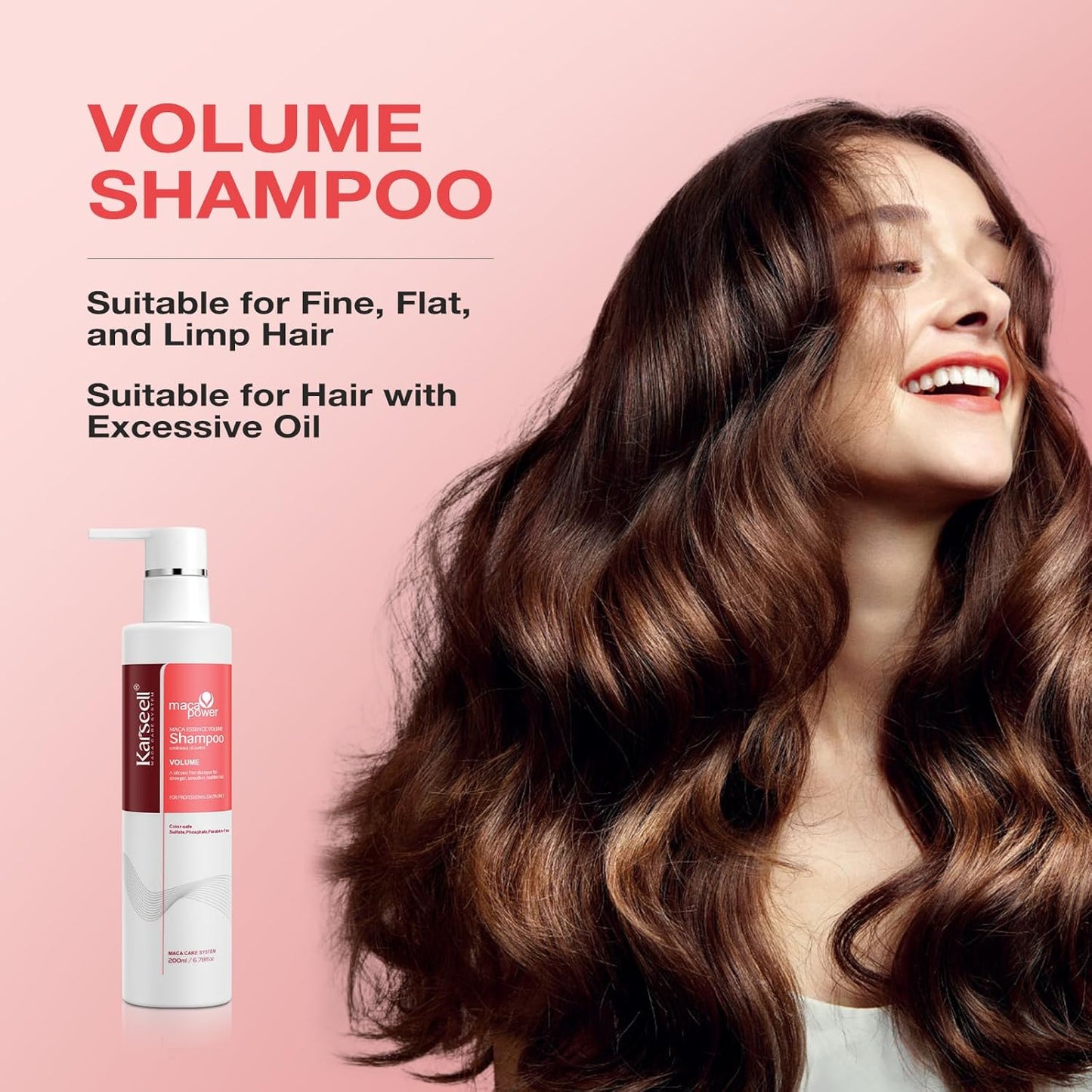 Karseell Volume Shampoo, Lightweight Volume Shampoo For Fine Hair, Adding volume to flat hair 200ml
