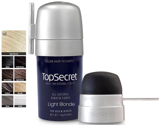 Top Secret Hair Thickening Building Fibers Applicator Included - Undetectable & Natural Hair Filler for Men & Women - Instantly Fill In Thinning Hair - Weather & Sweat Resistant (Light Blonde, Medium)