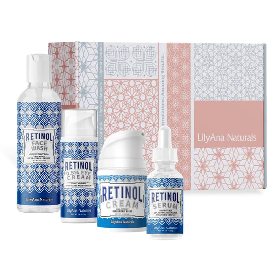 LilyAna Naturals Skin Care Set - Retinol Set with Face Wash, Eye Cream, Serum, and Retinol Cream - Skin Care Products