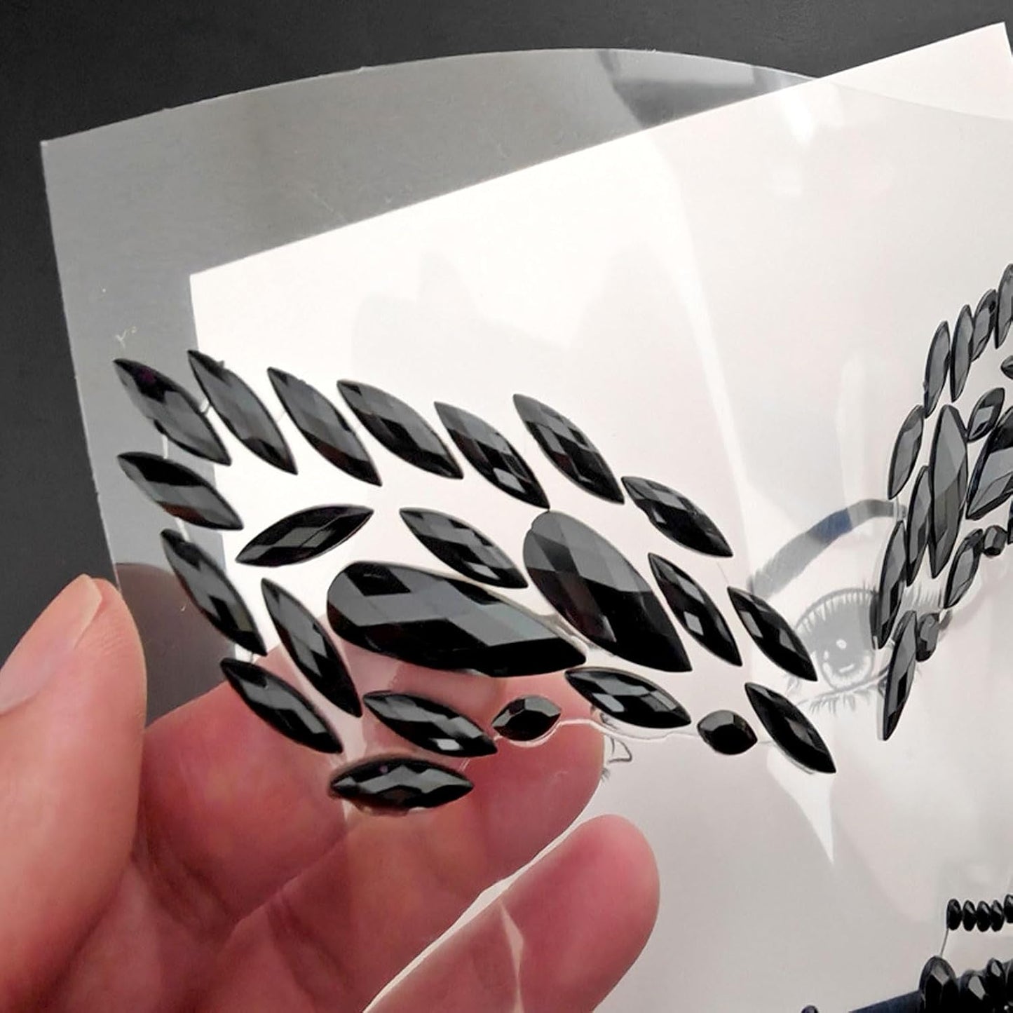 Halloween Face Tattoo Stickers Red & Black Face Gems- Rhinestones Face Decoration for Women & Kids - Vampire, Devil, Witch Costume Makeup Accessories - Spooky Face Art Supplies-2 pack