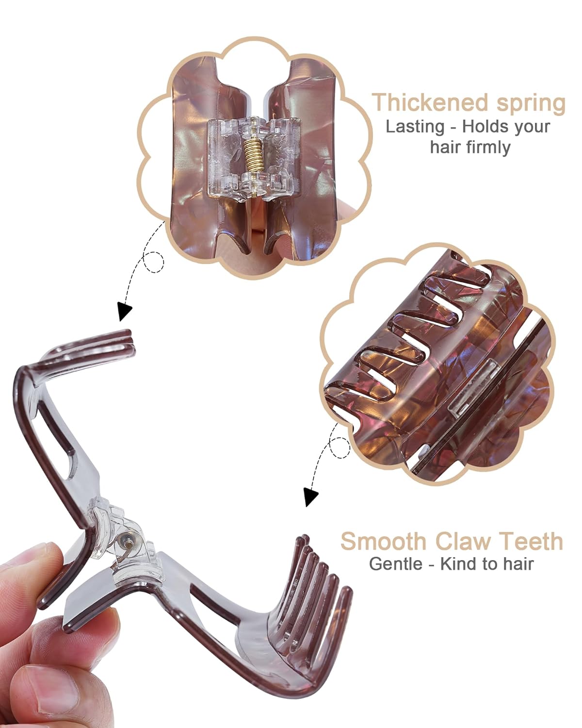 HOKEMP 2 Pack Acrylic Hair Claw Clips for Women, 3.93 Inch Large Non-Slip Strong Hold Rectangle HairClip for Thin Thick Hair (Color 1)