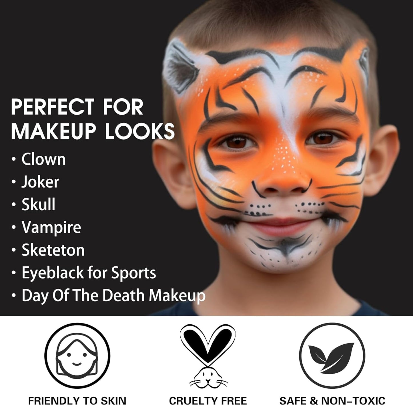 BOBISUKA Orange Face Body Paint, High Pigmented Face Painting Kit for Halloween Makeup, Scary Pumpkin, Tiger Cosplay, Costume, SFX Special Effect and Theme Parties（2.1 Fl.oz）