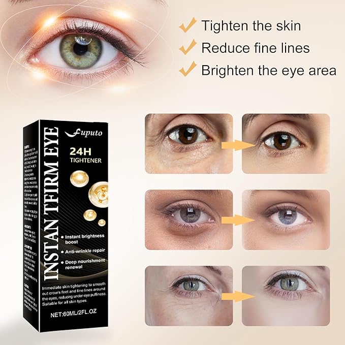 Temporary Instant Eye Tightener Cream – 60 ML Quickly Reduces Dark Circles, Eye Bags, Puffiness and Fine Lines for Anti-Aging and Firming, Provides Rapid Hydration and Locks in Moisture (2 fl. oz)-A