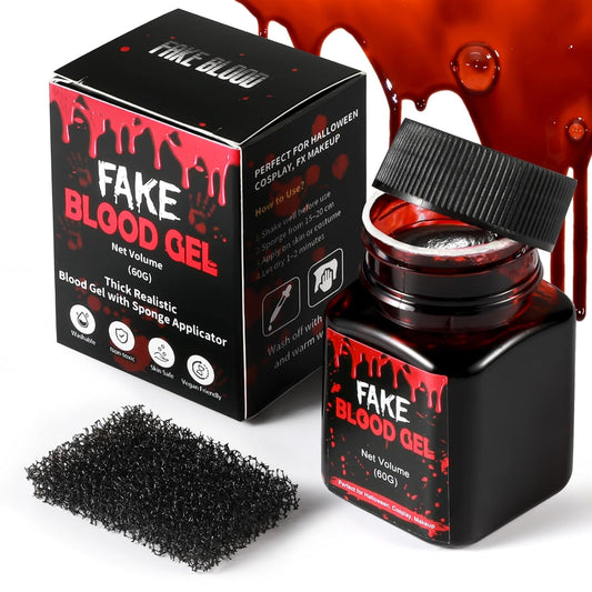 Halloween Scab Blood Gel, 60g Coagulated Blood Makeup with Sponge for Realistic Wounds, Cuts, SFX FX Makeup, Vampire Zombie Monster Cosplay, Scab Blood SFX for Face & Body