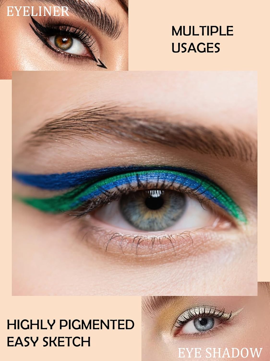 Purple Gel Glitter Eyeliner Pencil, Metallic Waterproof Smudge-Proof Creamy Retractable Smooth Eye Liner pencil, Hypoallergenic Long Lasting Eyeliner Brightener Pen Crayon Eye Makeup Gift for Women#06