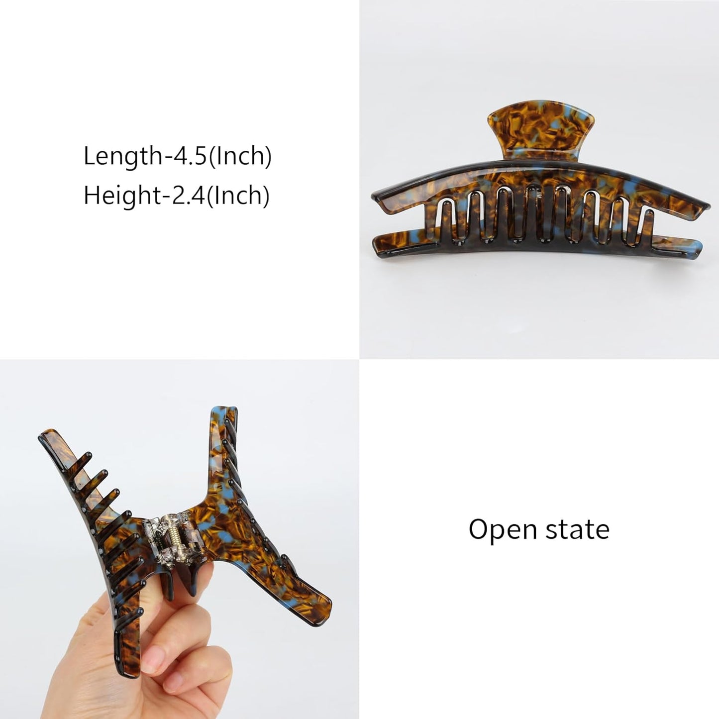 FAELBATY Hair Claw Clips Tortoise Barrettes Banana Hair Claw 4.5 Inch Big Hair Clips for Thin Thick Hair Hair Accessories for Women Girls (Brown)