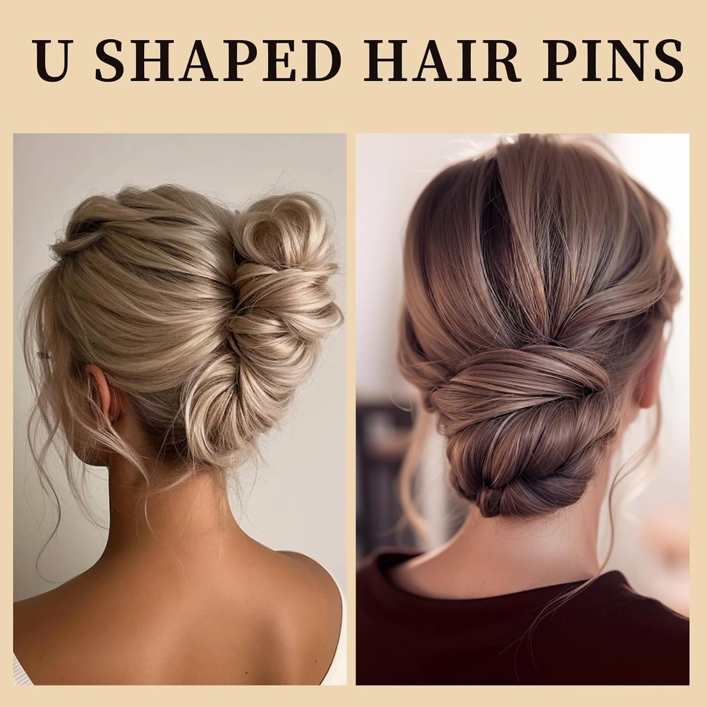 YGDZ 400 Counts Bobby Pins Bun Hair Pins Set, 2inch Bobby Pins for Women, 2.36inch U Shaped Hair Pins for Buns, 5 Colors Brown Blonde Black Hair Accessories for Hair Styling