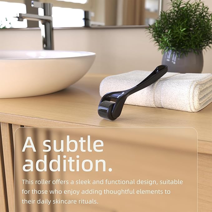 Microneedling Roller for Face and Beard | Derma Roller for Women and Men | Micro Needle Roller for Scalp Face [Compact]