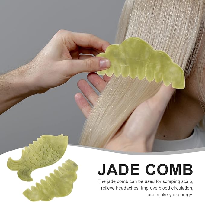 Healifty Massage Comb 2Pcs - Guasha Scalp Comb, Handheld Gua Sha Scraping Massage Tool for Head Caring (Green)
