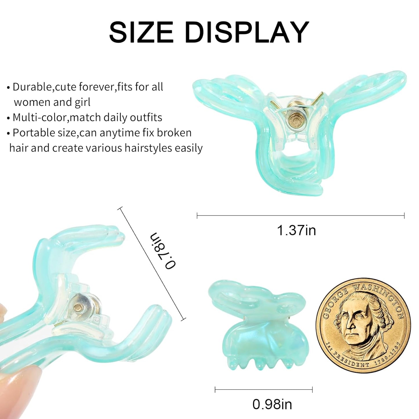 12Pcs Small Hair Claw Clips - Mini Hair Clips for Girls and Women, Classic Hair Accessories for Easy Styling, Assorted Colors (butterfly)