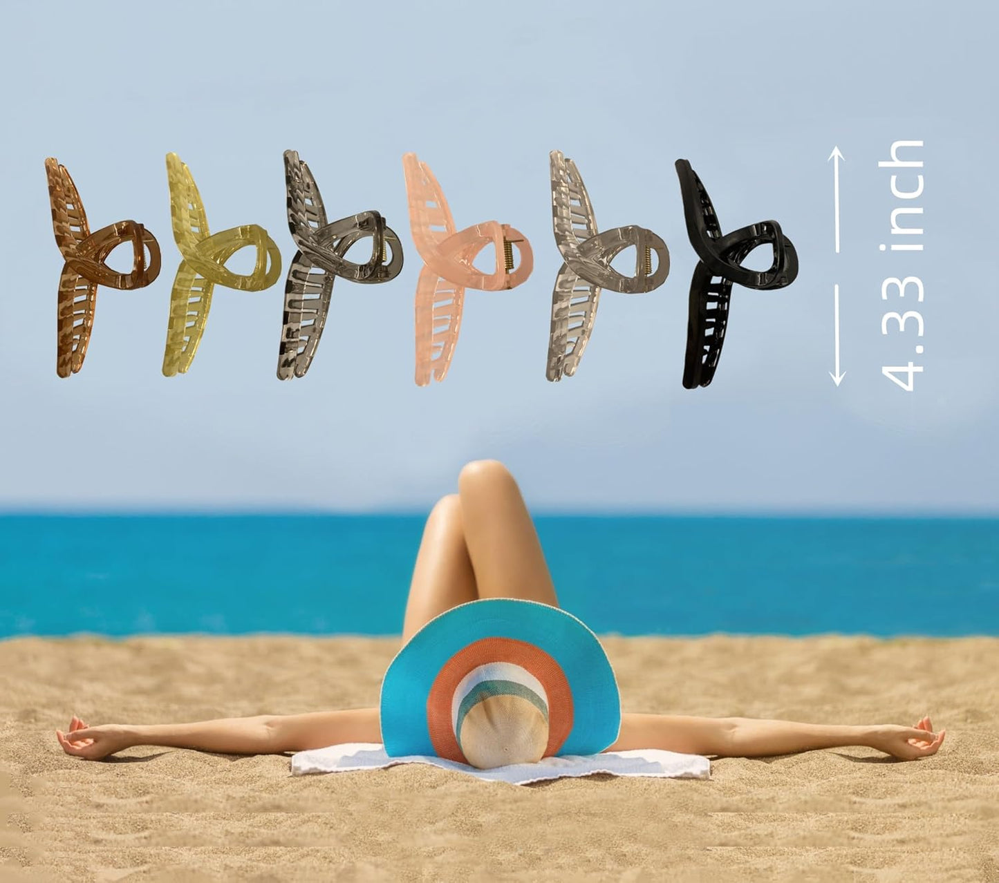 Large Hair Claw Clips Non-Slip Large Claw Hair for Women and Girls, Strong Hold Banana Jaw Clips for women 6 pcs