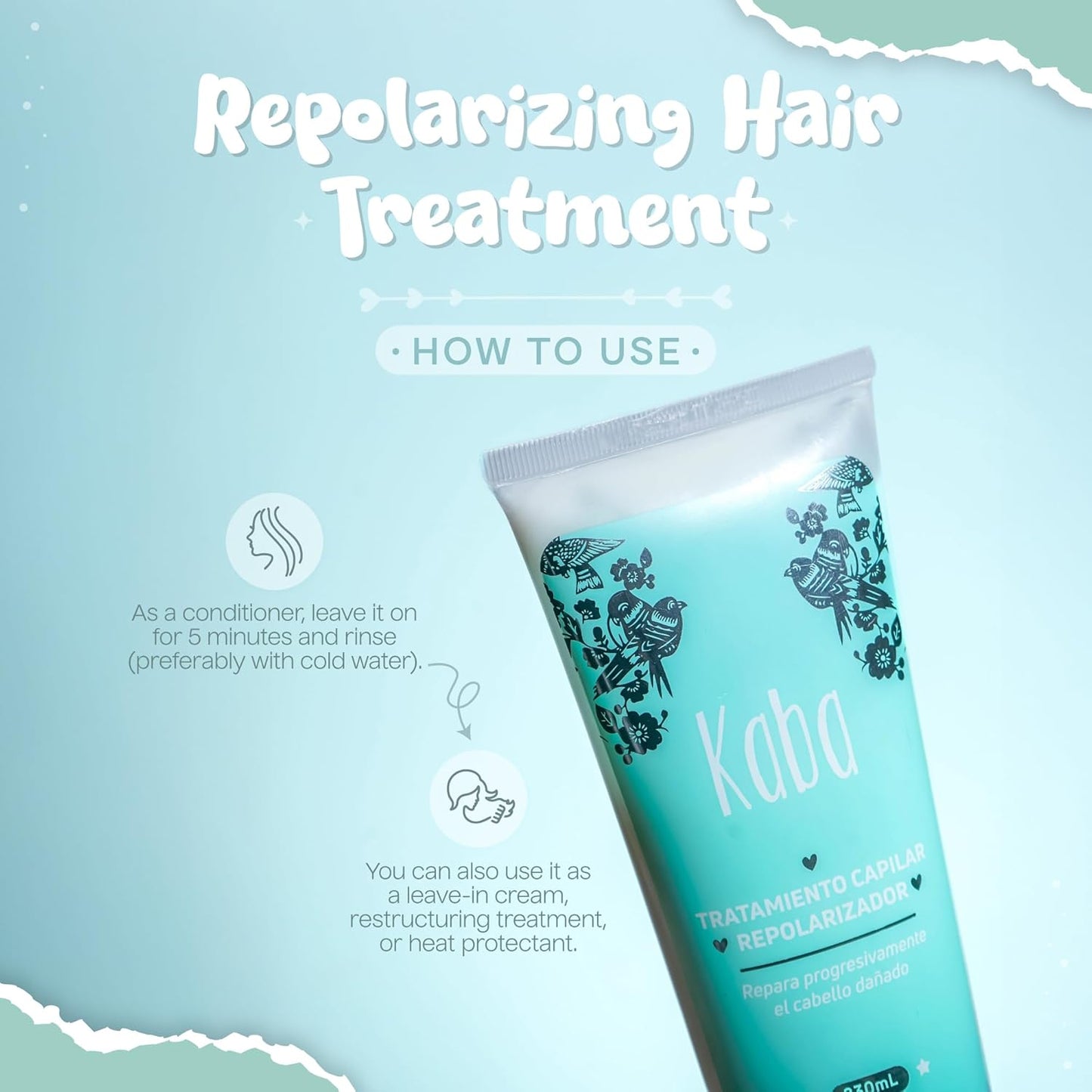 Kaba Hair Treatment Mask for Dry Damaged Hair, Made With Natural Extracts, Promotes Growth, Deep Conditioning, Restores Vitality & Frizz Control, 7.8 Oz