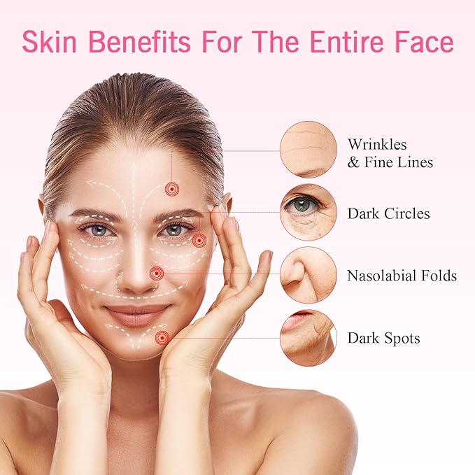 4 in 1 Facial Wand, Red Light Therapy for Face and Neck, Facial Tools - Pink