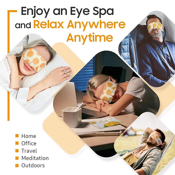 30Packs Steam Eye Mask, Heated Eye Mask Warm Compress for Eyes, Self Heating Warm Eye Masks Disposable Steam Mask for Home Sleep, Spa, Travel Essentials & Relaxation Gifts (Sweet Orange)