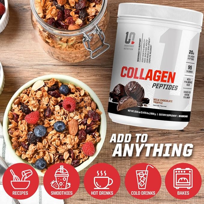 Undefined Nutrition Collagen Peptides by Brian Shaw (Unflavoured, 28 Servings) – 20g Collagen Peptides with Hyaluronic Acid - Promotes Muscle, Hair, Nail, Skin, Bone and Joint Health, Zero Sugar