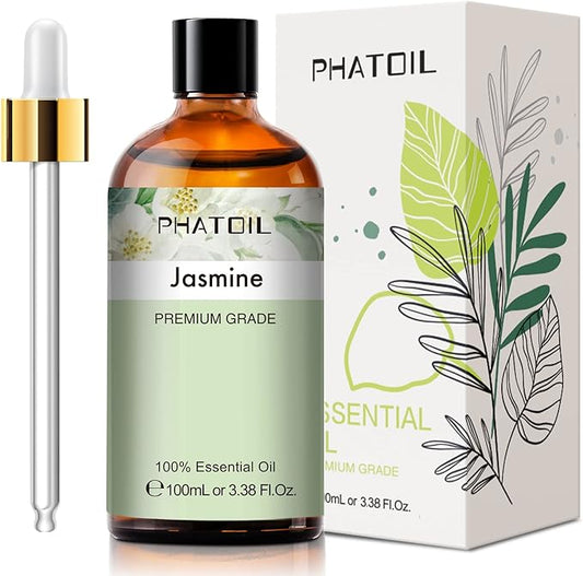 3.38FL.OZ Jasmine Essential Oil with Glass Dropper, for Aromatherapy Diffusers, Humidifiers, Great for DIY Candle and Soap Making, Huge 100ML Bottle