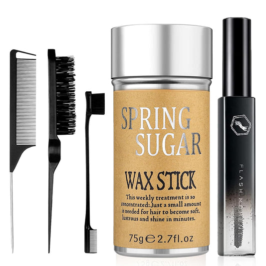 5 Pcs Hair Wax Stick for Flyaways Edge Control Slick - Styling Tools Includes , Finishing , Comb, Gel for Fly Away for Women
