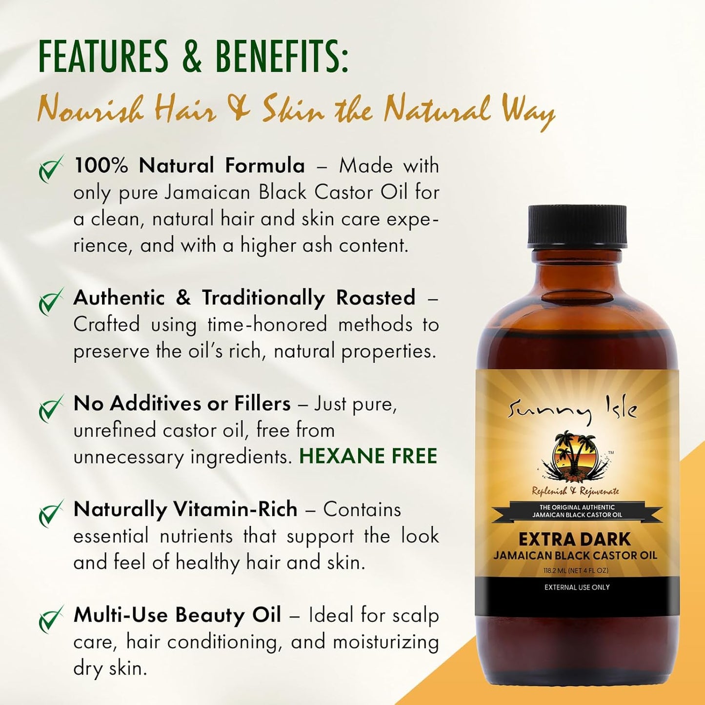 Sunny Isle Jamaican Black Castor Oil Extra Dark, 4 Fl Oz