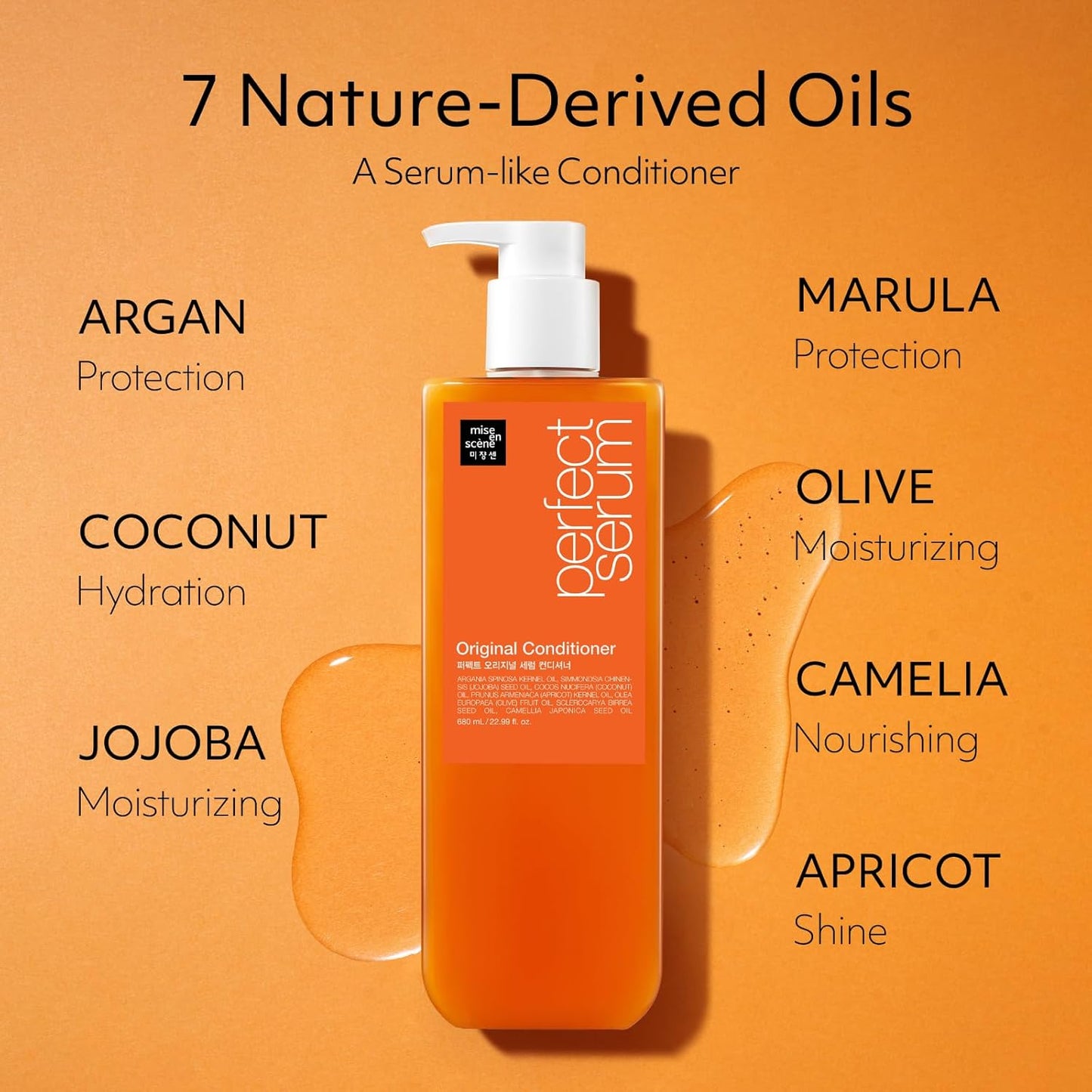 Mise En Scene Perfect Serum Original Conditioner For Damaged Hair, Nutrient Care With Argan Oil, Containing Jojoba-Seed-Oil For Smooth, Glossy Texture, 22.99 Fl. Oz.