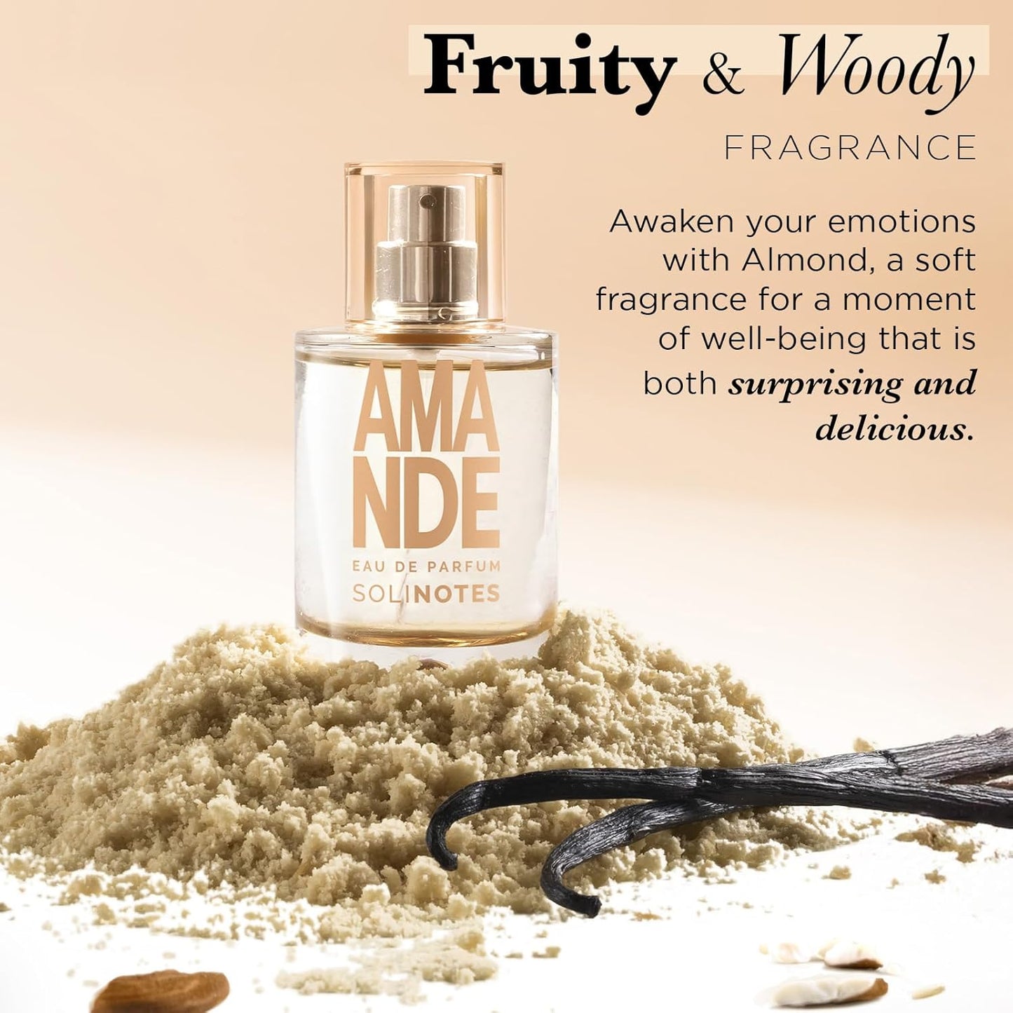 Solinotes Almond Perfume for Women & Men, 1.7 Fl Oz/ 50 ML Eau De Parfum, Delicate Floral and Soothing Scent with Premium Ingredients - Clean Perfume, Cruelty Free, Vegan, Made in France