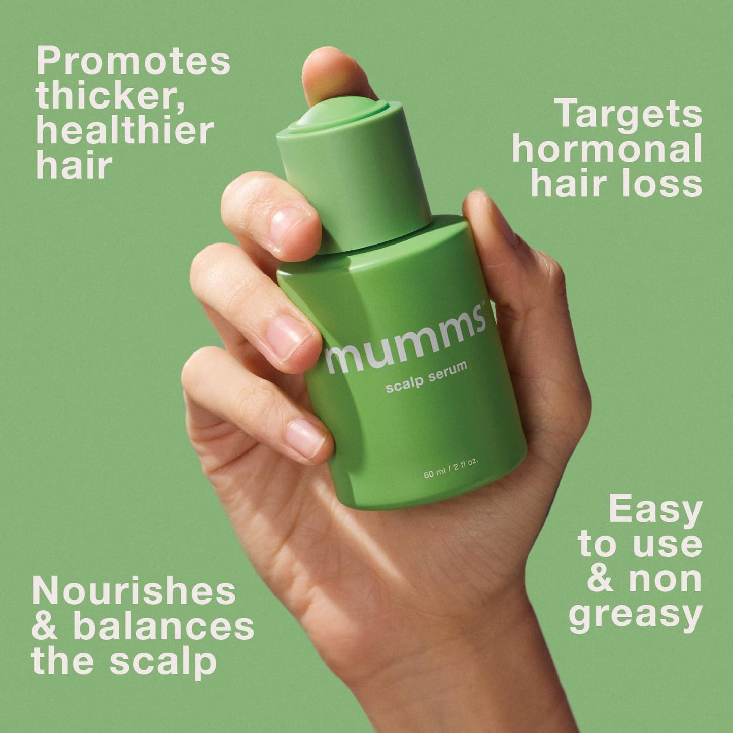 mumms Scalp Serum, Hair Growth Treatment with Saw Palmetto and Ginger Root, 2 fl oz, Daily Use