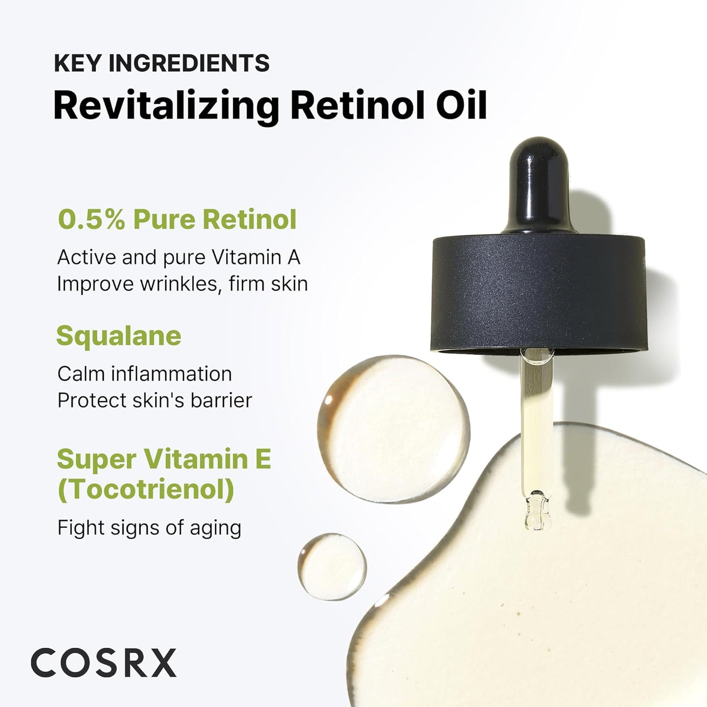 COSRX Retinol 0.5 Oil, Anti-aging Serum with 0.5% Retinoid Treatment for Face, Reduce Wrinkles, Fine Lines, & Signs of Aging, Gentle Skincare for Day & Night, Not Tested on Animals, Korean Skincare
