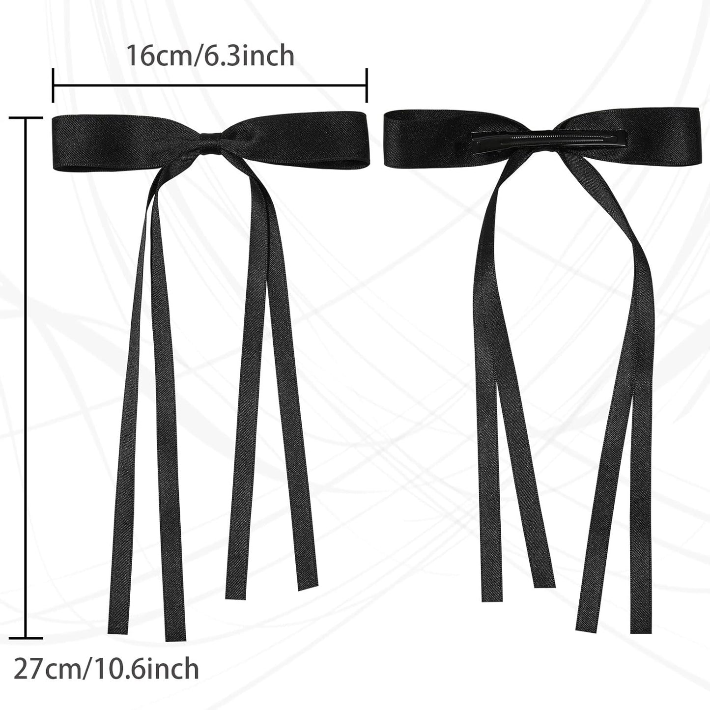 AWAYTR Hair Clip - 6Pcs Hair Bow Clip with Tassels and Bowknots for Women in Red/Black/Navy with Long Solid Hair Ribbons for Girls