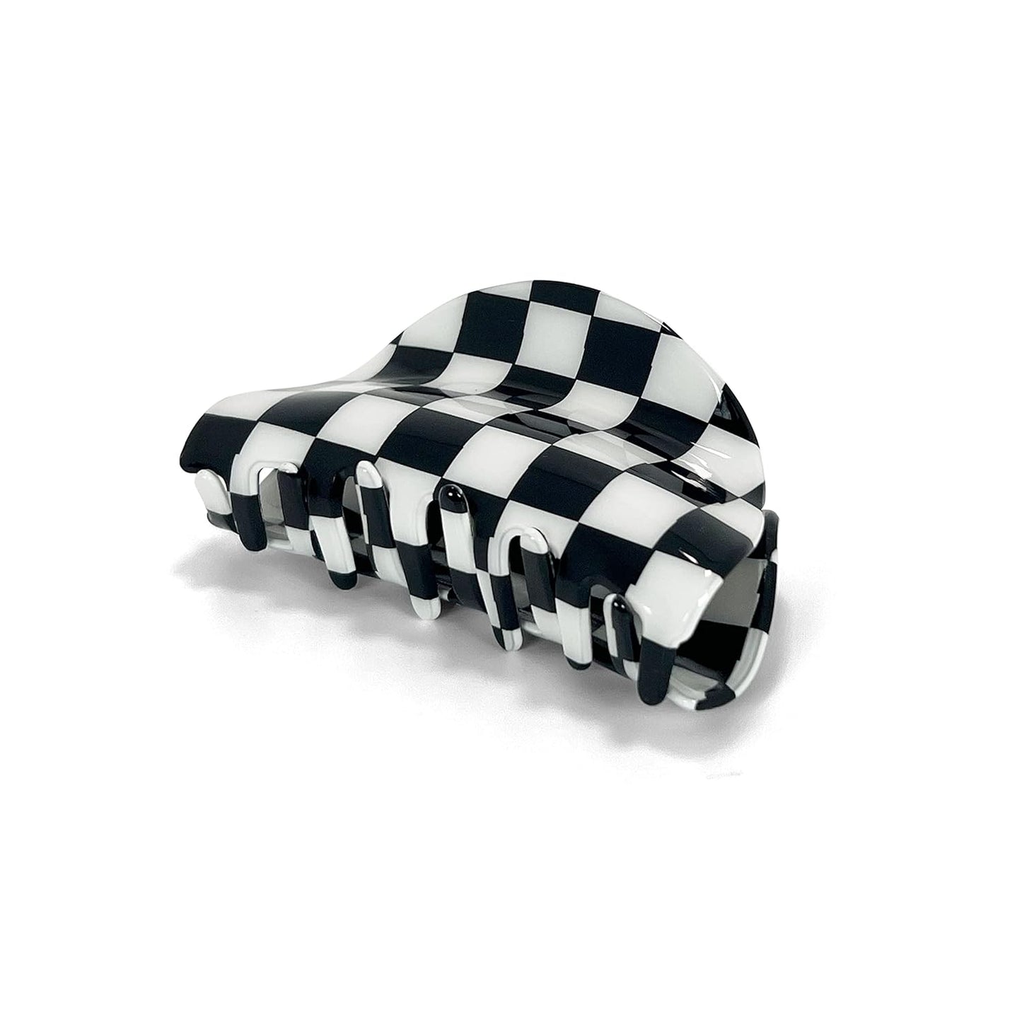 Two Oh One Checkered Hair Clip Claw Acrylic Strong Hold Women's Accessory for all Hair Type, Black